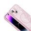 Apple iPhone 15 Plus Kılıf M-safe Şarj Özellikli Parlayan Simli Zore Okso Kapak Pembe