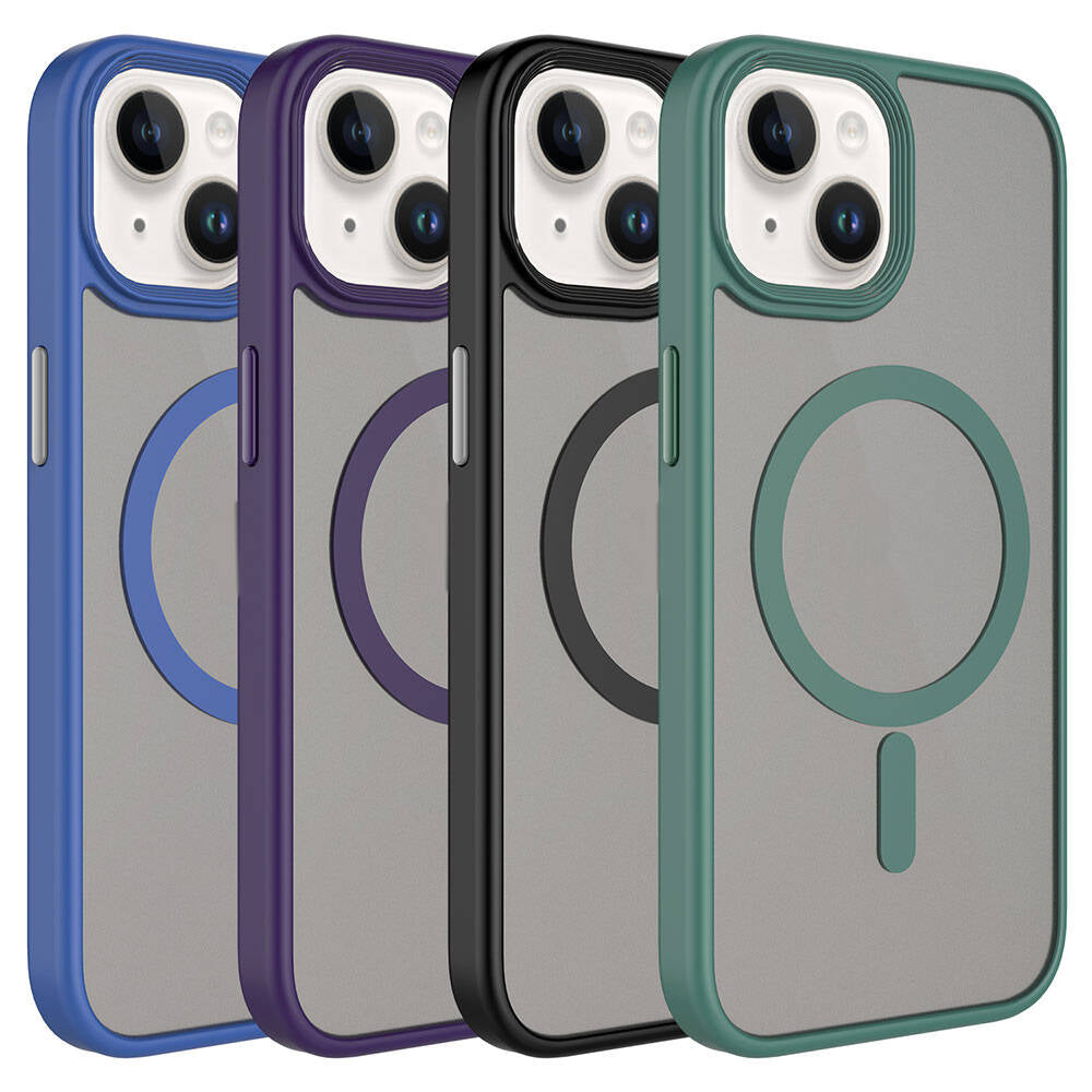 Apple iPhone 15 Plus Kılıf Mat Arka Yüzey Wireless Şarj Özellikli Zore Flet M-safe Kapak Sarı