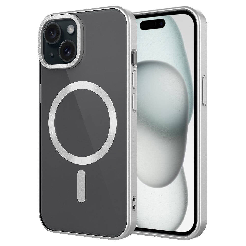 Apple iPhone 15 Plus Kılıf Mat Tasarımlı M-safe Wireless Şarj Özellikli Zore Mat Setro Kapak Titanyum