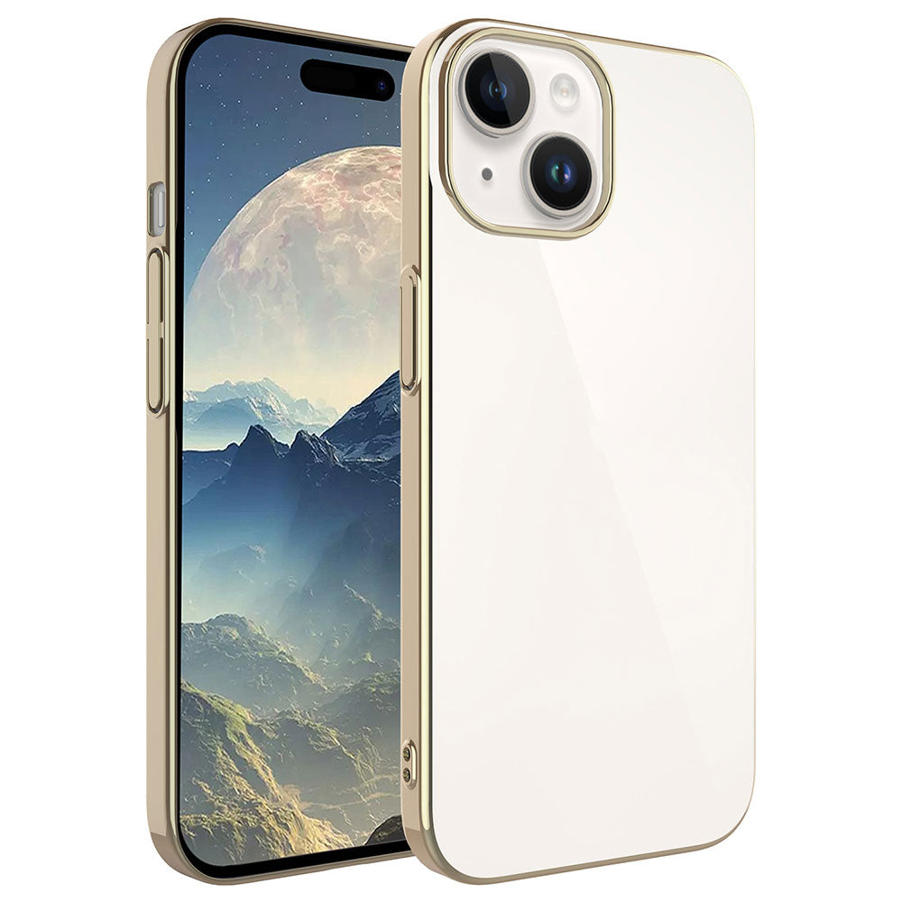 Apple iPhone 15 Plus Kılıf Sert PC Renkli Çerçeveli Zore Riksos Kapak Gümüş