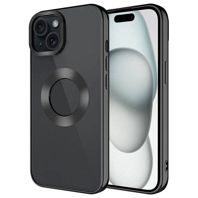 Apple iPhone 15 Plus Kılıf Tek Kamera Çerçeveli Logo Gösteren Zore Omega Kapak Gümüş