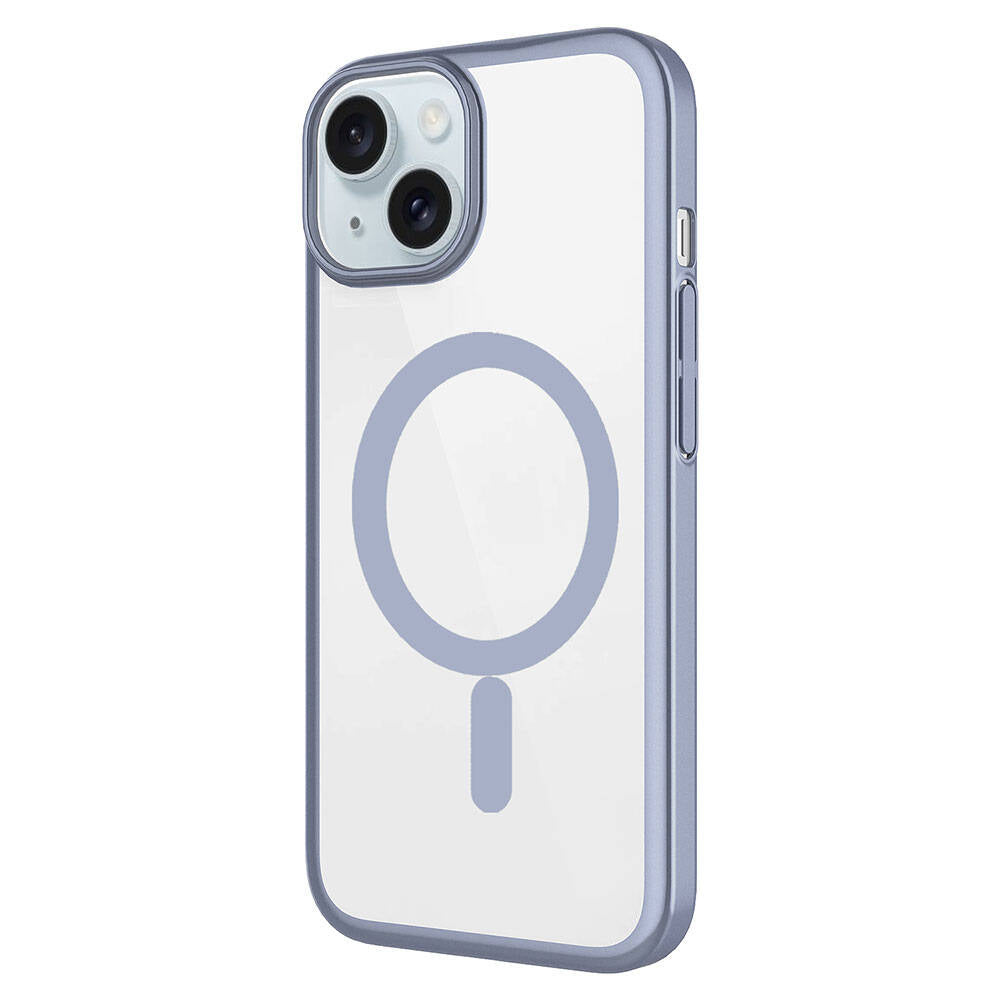 Apple iPhone 15 Plus Kılıf Wireless Şarj Özellikli Sert PC Zore Mat Riksos M-safe Kapak Mavi