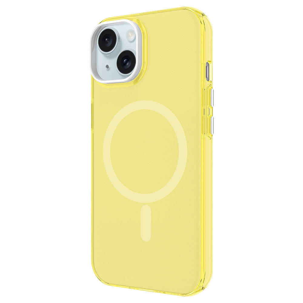 Apple iPhone 15 Plus Kılıf Zore M-safe Şarj Özellikli Buzlu Transparan C-Pro Sert Kapak Pembe