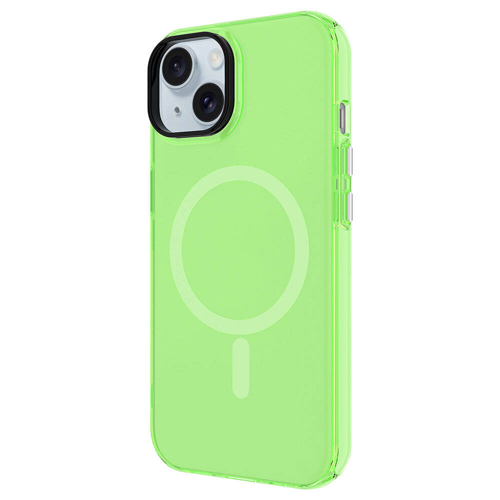 Apple iPhone 15 Plus Kılıf Zore M-safe Şarj Özellikli Buzlu Transparan C-Pro Sert Kapak Sarı