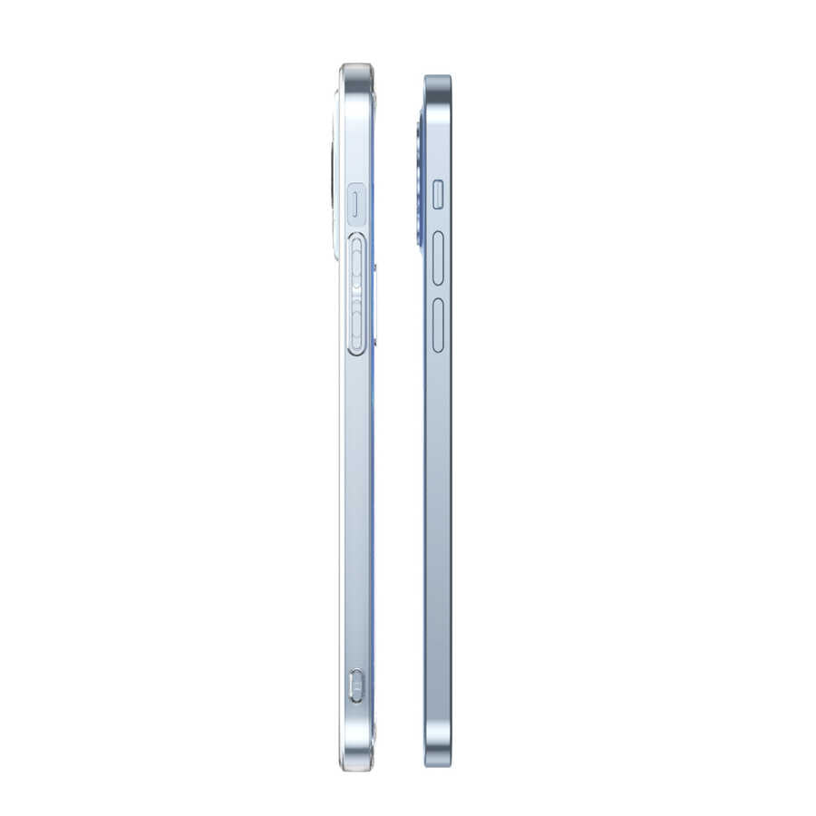 Apple iPhone 15 Plus Kılıf Zore M-safe Şarj Özellikli Şeffaf Tek Kamera Çerçeveli Porto Kapak Renksiz