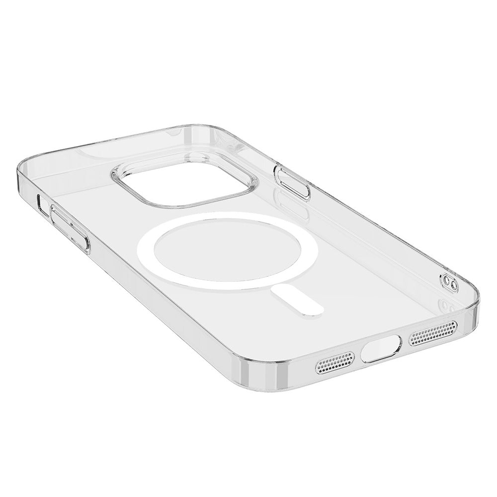 Apple iPhone 15 Plus Kılıf Zore M-safe Şarj Özellikli Şeffaf Tek Kamera Çerçeveli Porto Kapak Renksiz