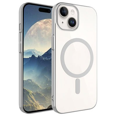 Apple iPhone 15 Plus Kılıf Zore Wireless Şarj Özellikli Pixel M-safe Kapak Koyu Gri
