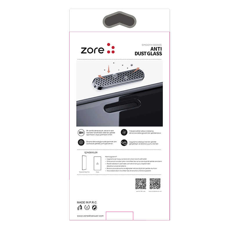 Apple iPhone 15 Pro Ahize Toz Önleyici Zore Anti-Dust Temperli Ekran Koruyucu Siyah