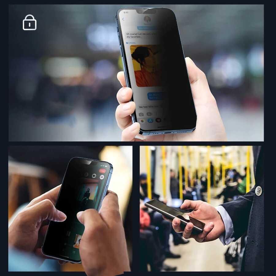 Apple iPhone 15 Pro Hayalet Ekran Koruyucu Davin Privacy Seramik Ekran Filmi Siyah