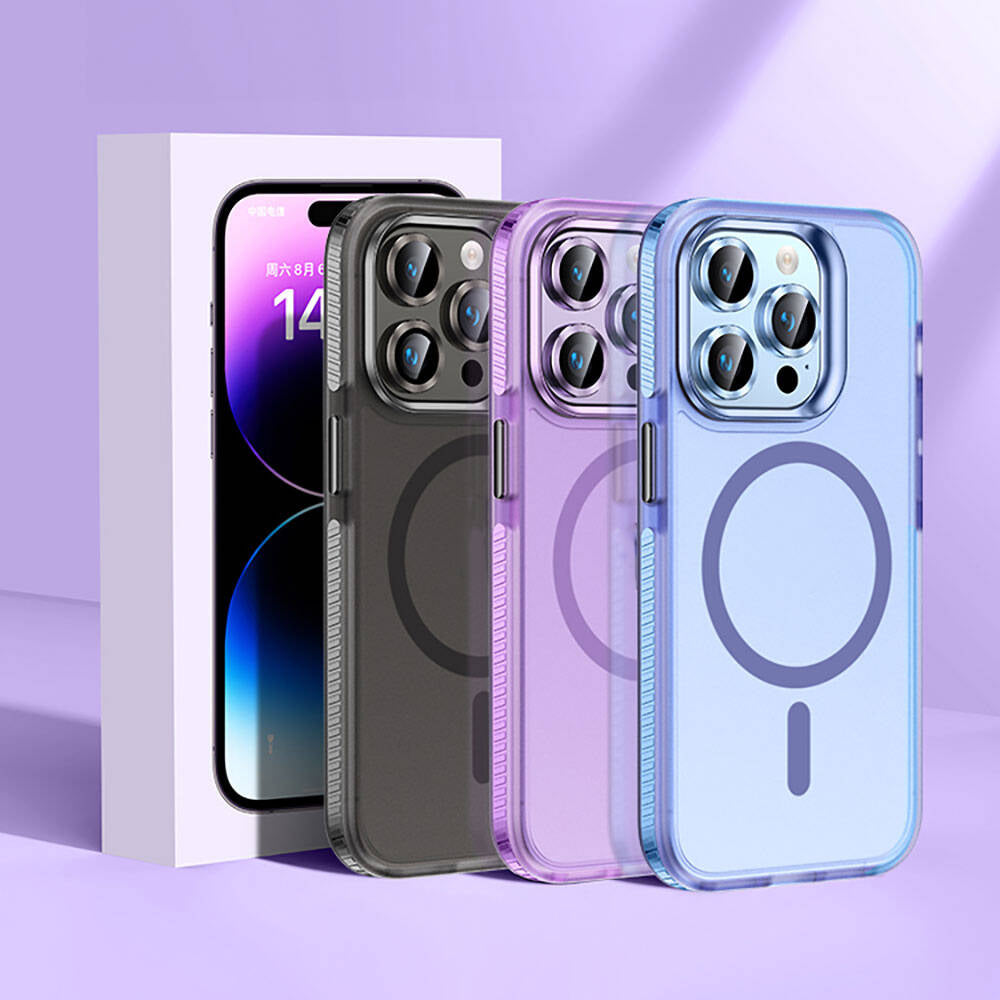 Apple iPhone 15 Pro Kılıf Airbagli M-safe Wireless Şarj Özellikli Lens Koruyuculu Zore Klaptika Kapak Siyah