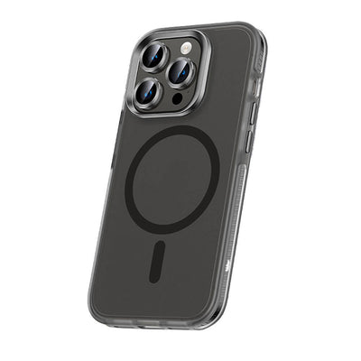Apple iPhone 15 Pro Kılıf Airbagli M-safe Wireless Şarj Özellikli Lens Koruyuculu Zore Klaptika Kapak Siyah