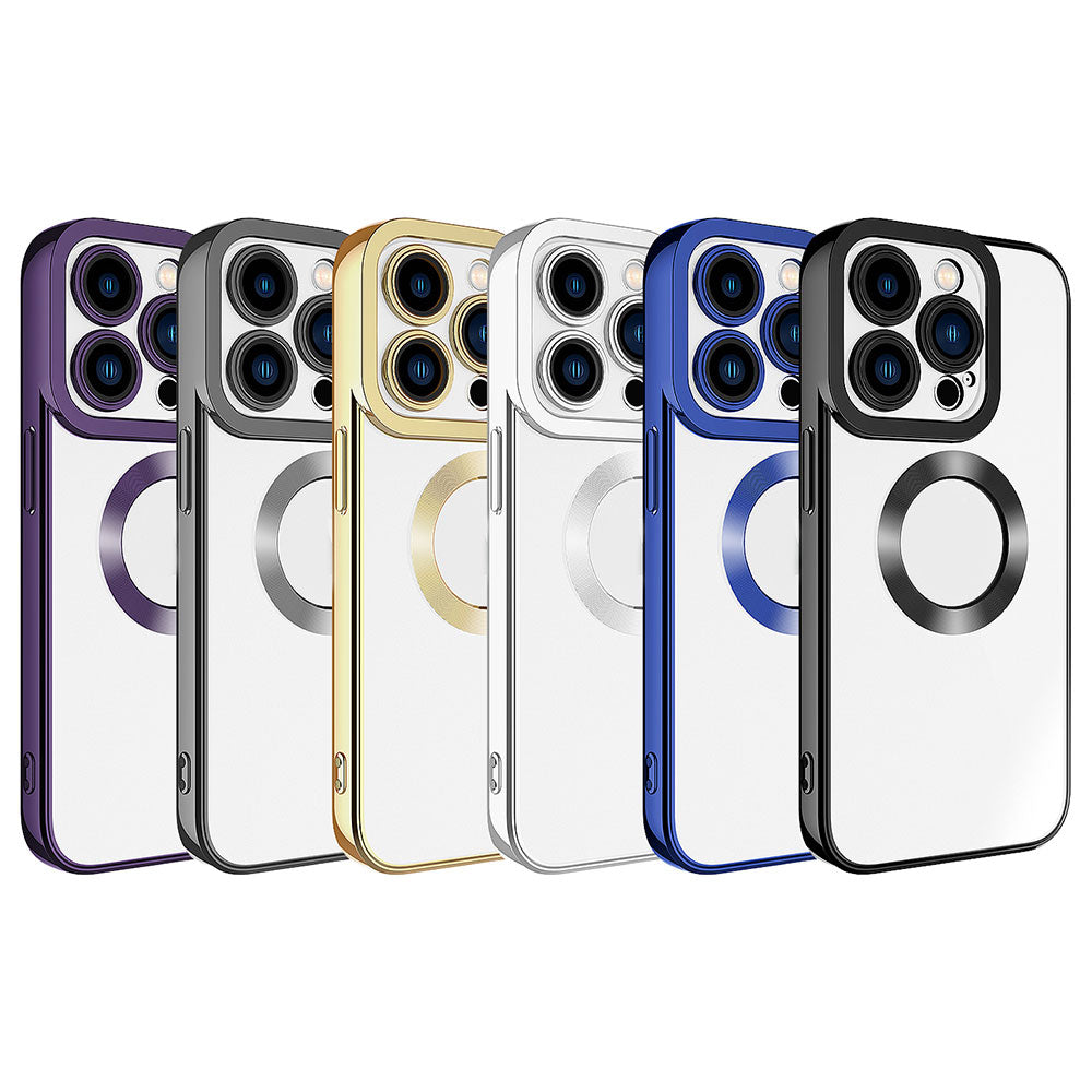 Apple iPhone 15 Pro Kılıf Kamera Korumalı Logo Gösteren Zore Omega Kapak Lila