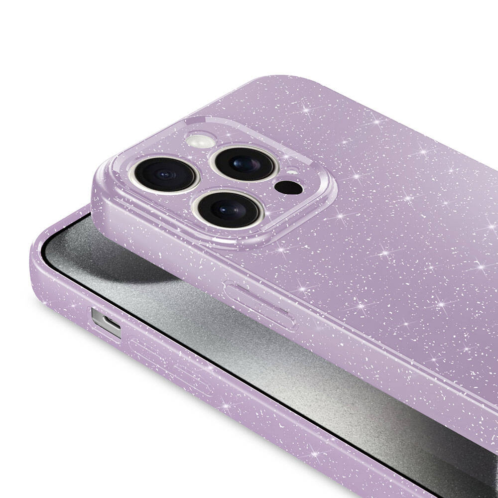 Apple iPhone 15 Pro Kılıf Kamera Korumalı Simli Lüks Zore Koton Kapak Turuncu