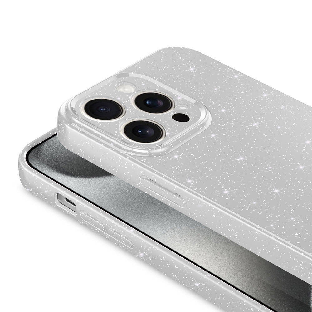 Apple iPhone 15 Pro Kılıf Kamera Korumalı Simli Lüks Zore Koton Kapak Turuncu