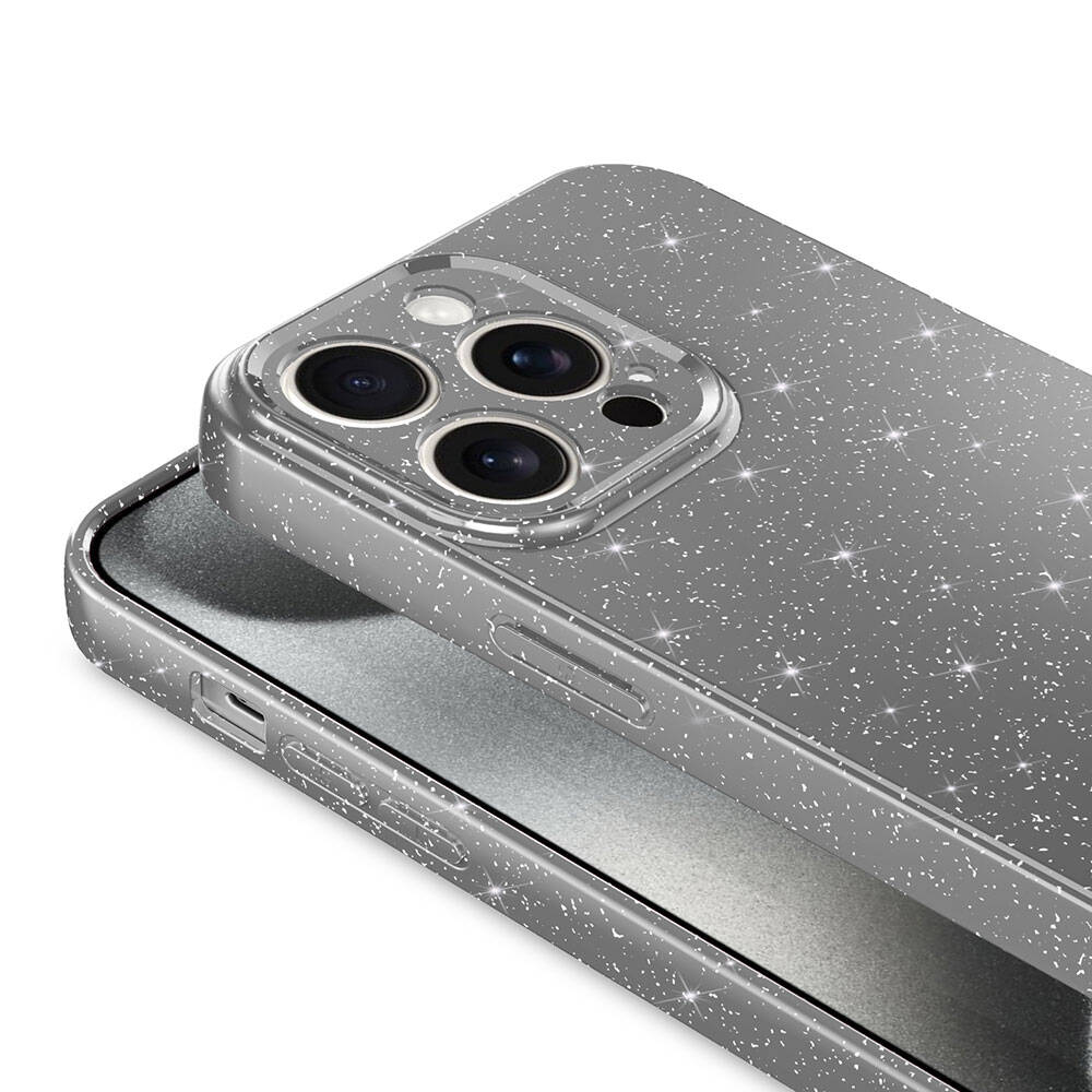 Apple iPhone 15 Pro Kılıf Kamera Korumalı Simli Lüks Zore Koton Kapak Pembe Koyu