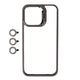 Apple iPhone 15 Pro Kılıf Kamera Lens Korumalı Standlı Zore Klon Lensli Kapak Gri