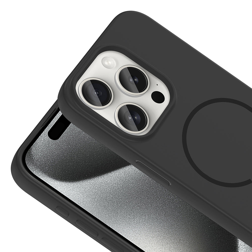 Apple iPhone 15 Pro Kılıf M-safe Şarj Özellikli Zore Meta Kapak Turuncu