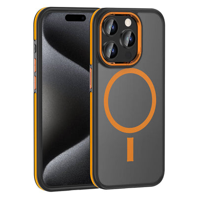 Apple iPhone 15 Pro Kılıf M-safe Şarj Özellikli Mat Görünümlü Zore Ant Kapak Turuncu