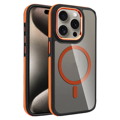 Apple iPhone 15 Pro Kılıf M-safe Şarj Özellikli Mat Görünümlü Zore Solo Kapak Turuncu