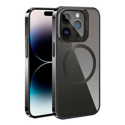 Apple iPhone 15 Pro Kılıf M-safe Şarj Özellikli Standlı Zore Klon Kapak Siyah