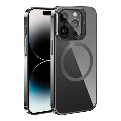 Apple iPhone 15 Pro Kılıf M-safe Şarj Özellikli Standlı Zore Klon Kapak Gri