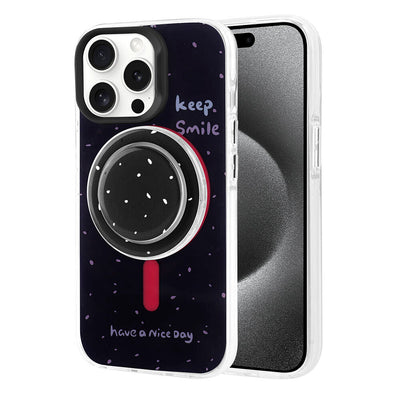 Apple iPhone 15 Pro Kılıf M-safe Şarj Özellikli Tak-Çıkar Pop Soketli Zore Tiktok Kapak Turuncu