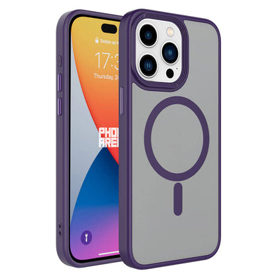 Apple iPhone 15 Pro Kılıf Mat Arka Yüzey Wireless Şarj Özellikli Zore Flet M-safe Kapak Siyah