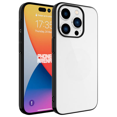Apple iPhone 15 Pro Kılıf Sert PC Renkli Çerçeveli Zore Riksos Kapak Koyu Gri