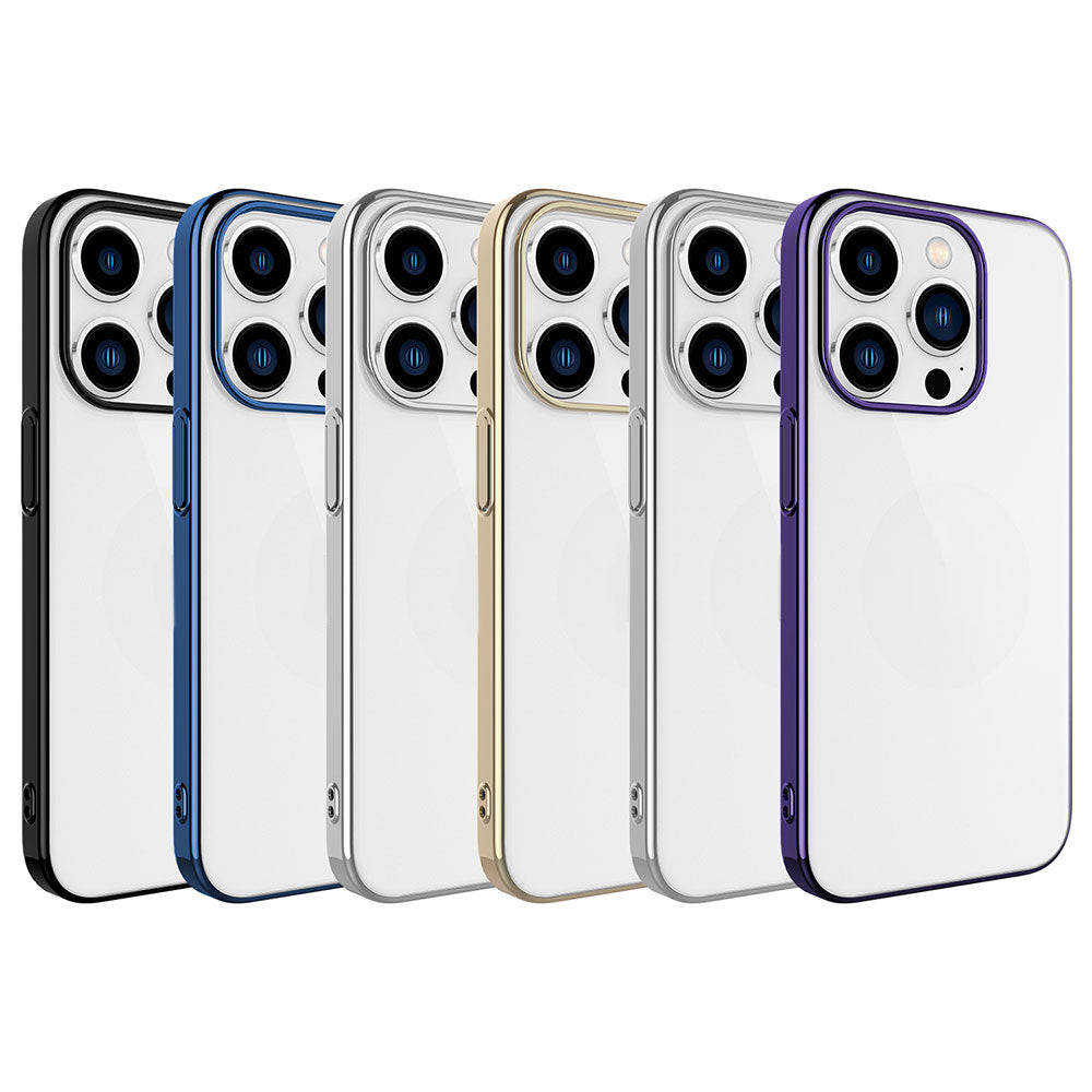 Apple iPhone 15 Pro Kılıf Sert PC Renkli Çerçeveli Zore Riksos Kapak Mavi