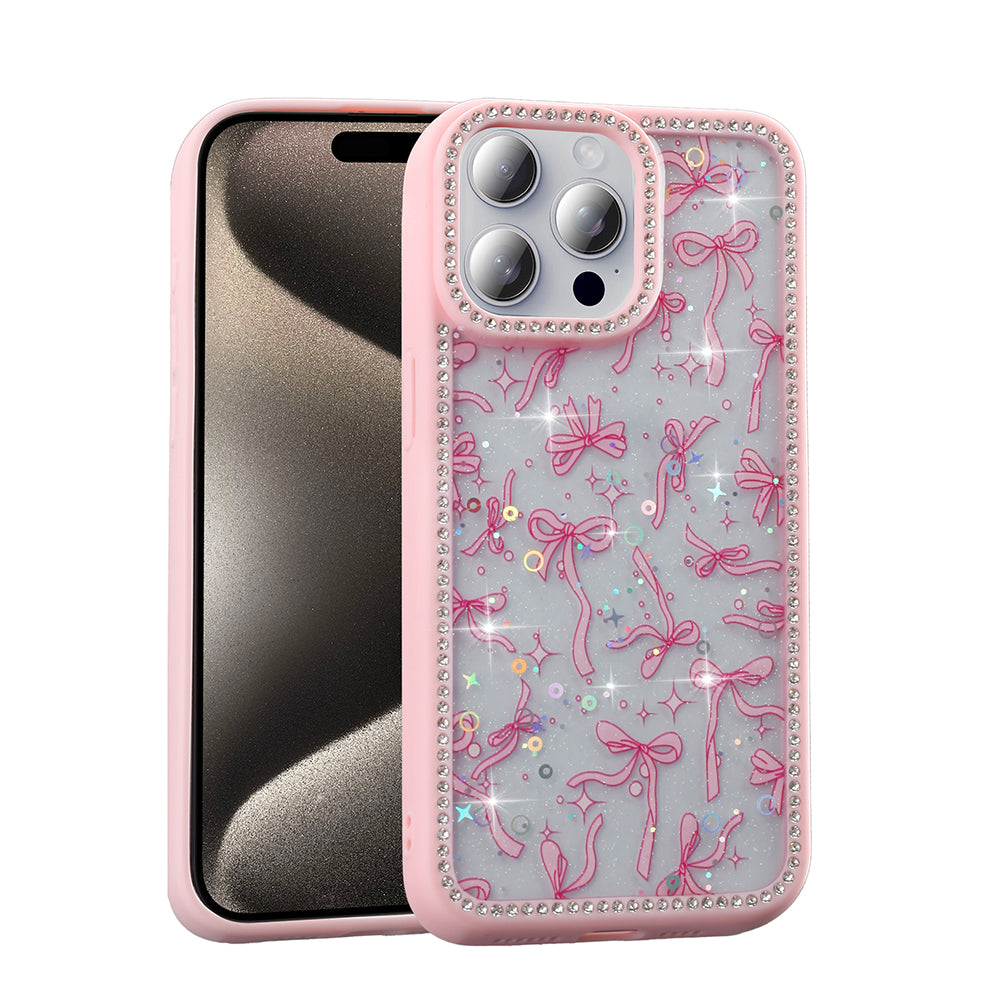Apple iPhone 15 Pro Kılıf Taşlı ve Simli Tasarım Zore Azra Kapak Siyah
