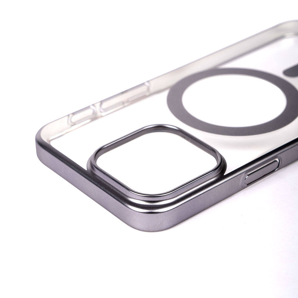 Apple iPhone 15 Pro Kılıf Wireless Şarj Özellikli Sert PC Zore Mat Riksos M-safe Kapak Lacivert