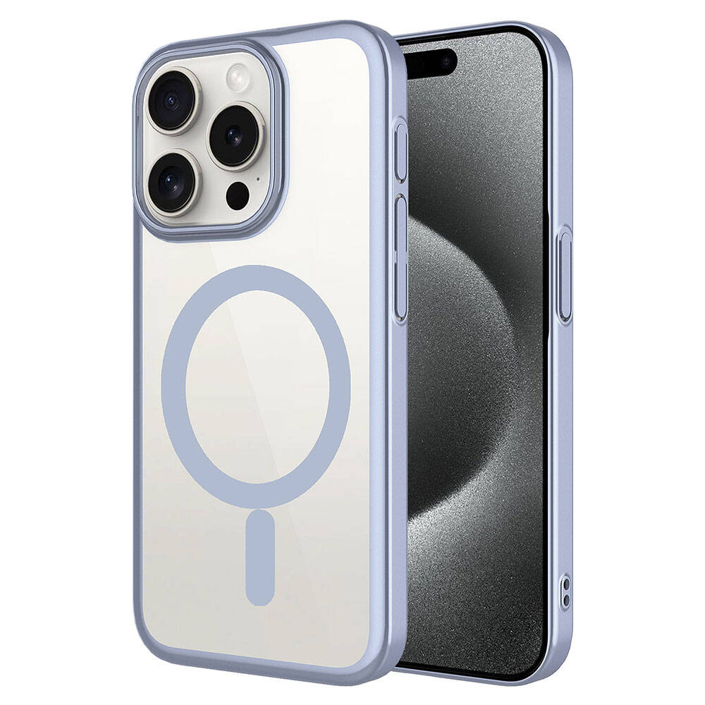 Apple iPhone 15 Pro Kılıf Wireless Şarj Özellikli Sert PC Zore Mat Riksos M-safe Kapak Gri