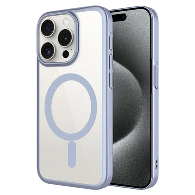 Apple iPhone 15 Pro Kılıf Wireless Şarj Özellikli Sert PC Zore Mat Riksos M-safe Kapak Gümüş