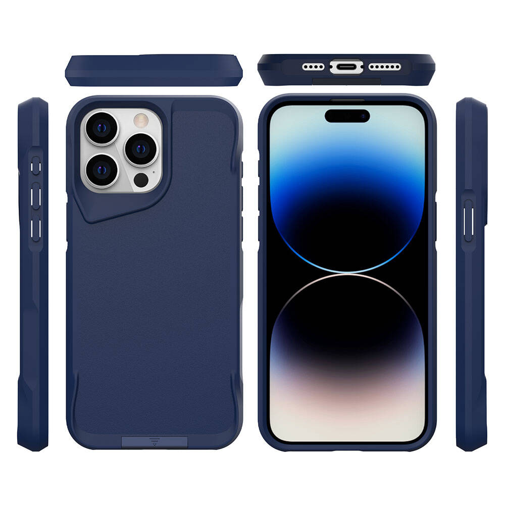 Apple iPhone 15 Pro Kılıf Zore Airbag Kenarlı T-Max Mat Standlı Kapak Siyah