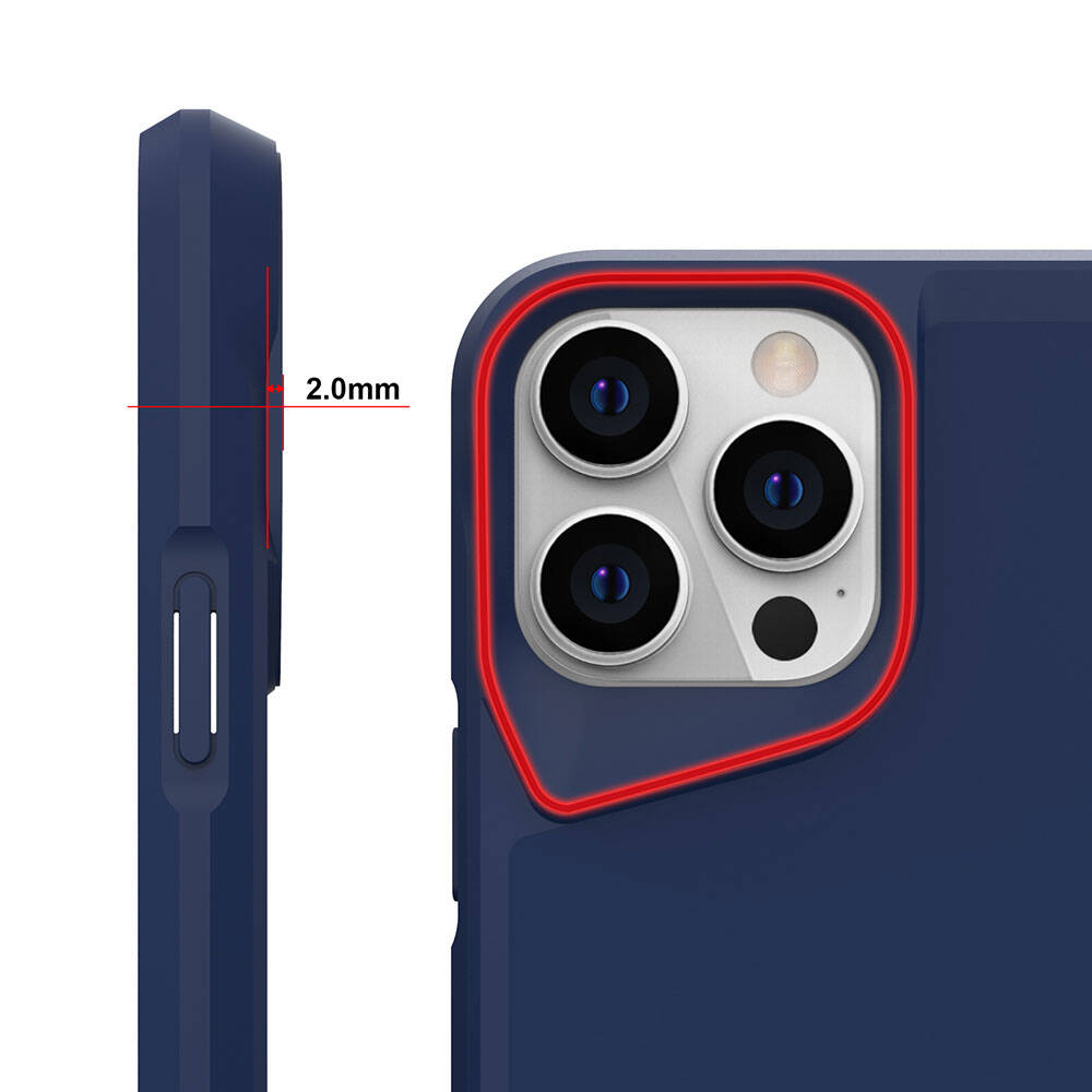 Apple iPhone 15 Pro Kılıf Zore Airbag Kenarlı T-Max Mat Standlı Kapak Lacivert
