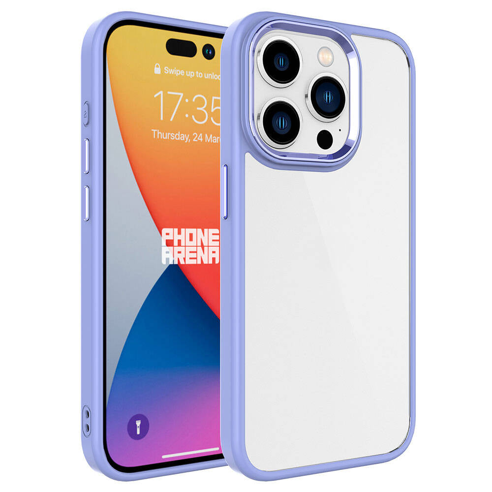 Apple iPhone 15 Pro Kılıf Zore Krom Kapak Lila