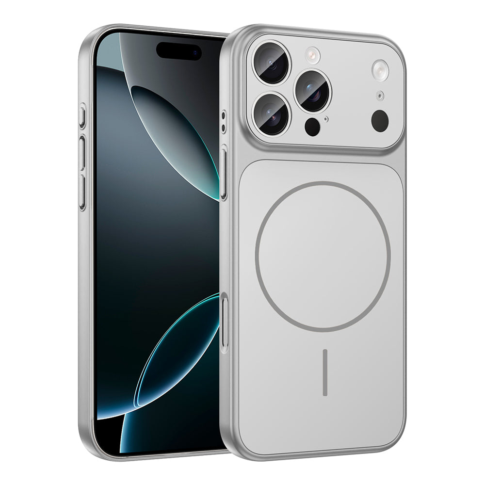 Apple iPhone 15 Pro Kılıf Zore M-Safe Şarj Özellikli Kamera Korumalı Formen Kapak Gümüş