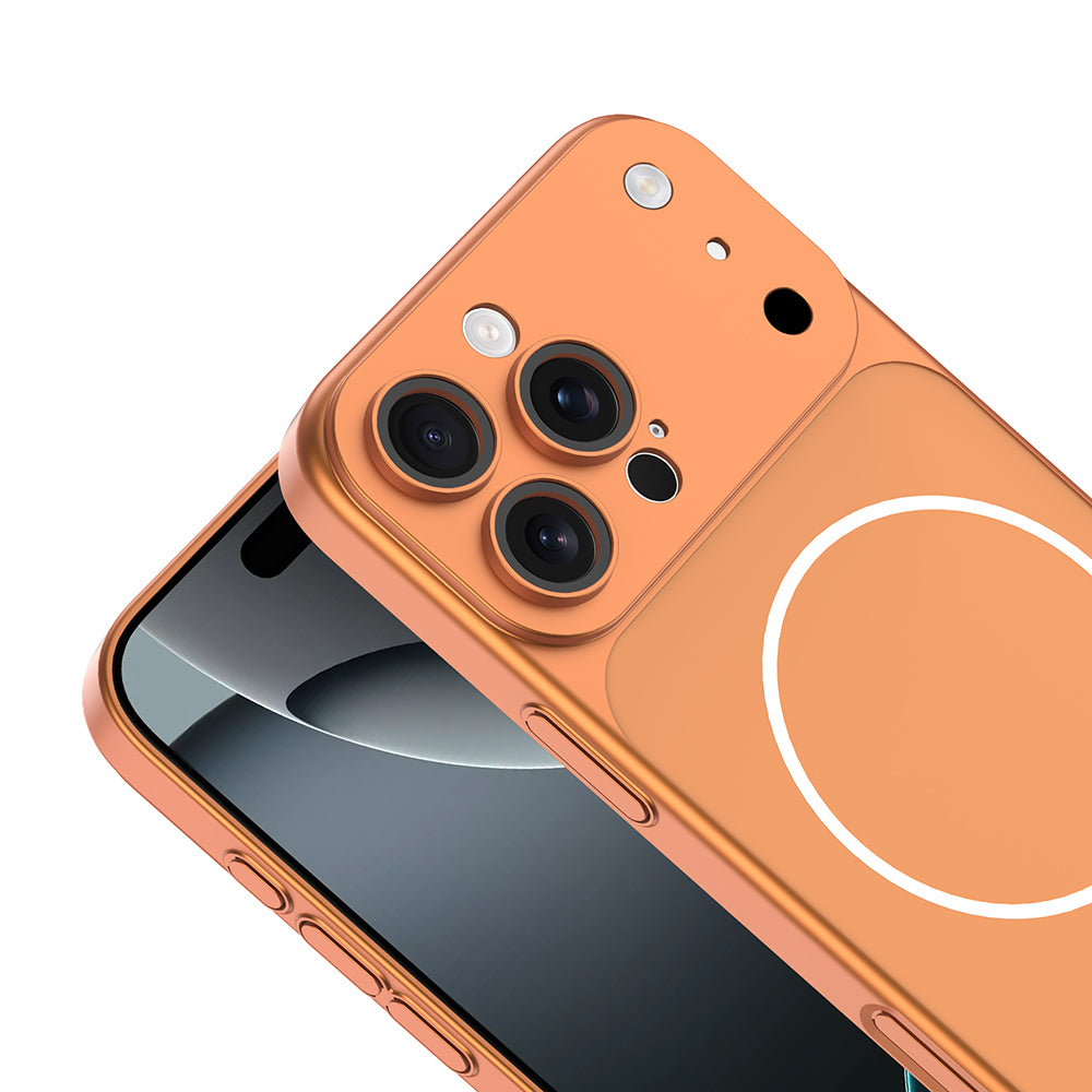 Apple iPhone 15 Pro Kılıf Zore M-Safe Şarj Özellikli Kamera Korumalı Spark Kapak Gümüş