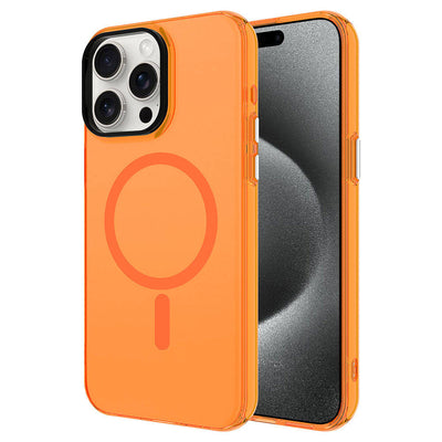 Apple iPhone 15 Pro Kılıf Zore M-safe Şarj Özellikli Buzlu Transparan C-Pro Sert Kapak Lacivert