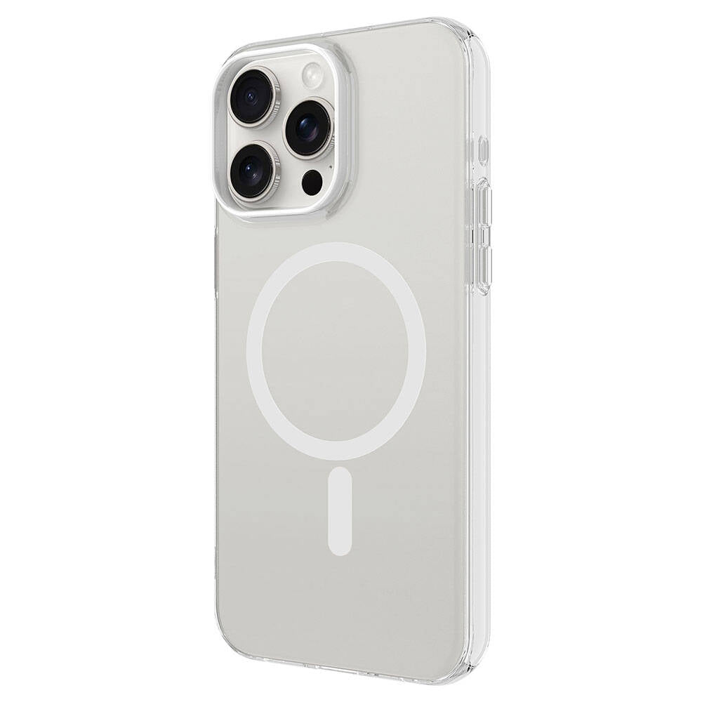 Apple iPhone 15 Pro Kılıf Zore M-safe Şarj Özellikli Buzlu Transparan C-Pro Sert Kapak Turuncu