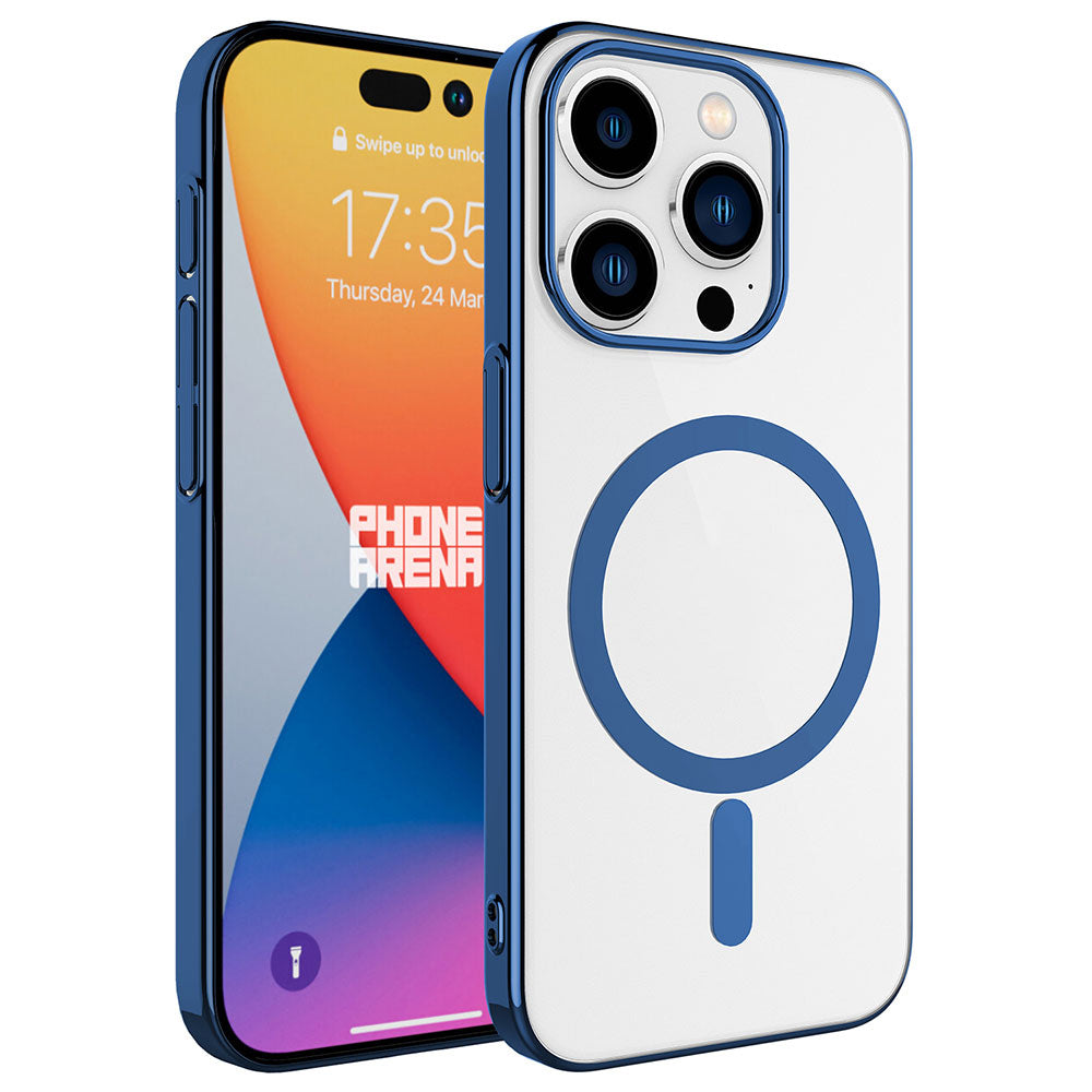 Apple iPhone 15 Pro Kılıf Zore Wireless Şarj Özellikli Pixel M-safe Kapak Mavi