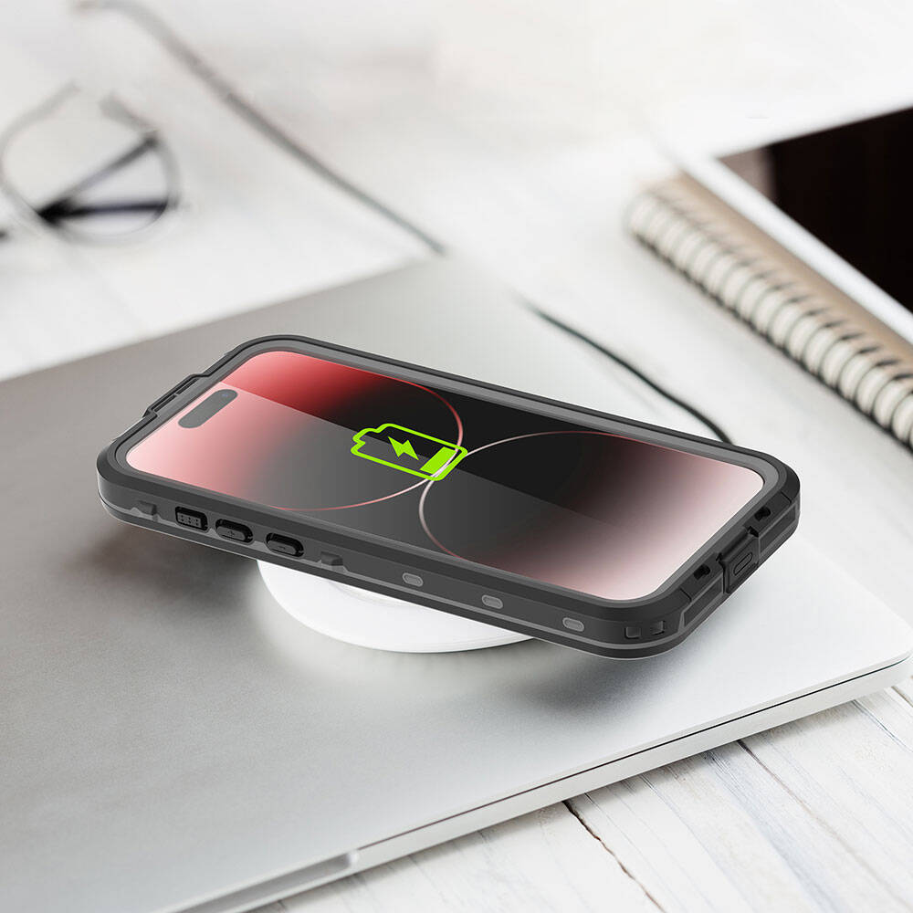 Apple iPhone 15 Pro Max Kılıf 1-1 Su Geçirmez Kılıf Siyah