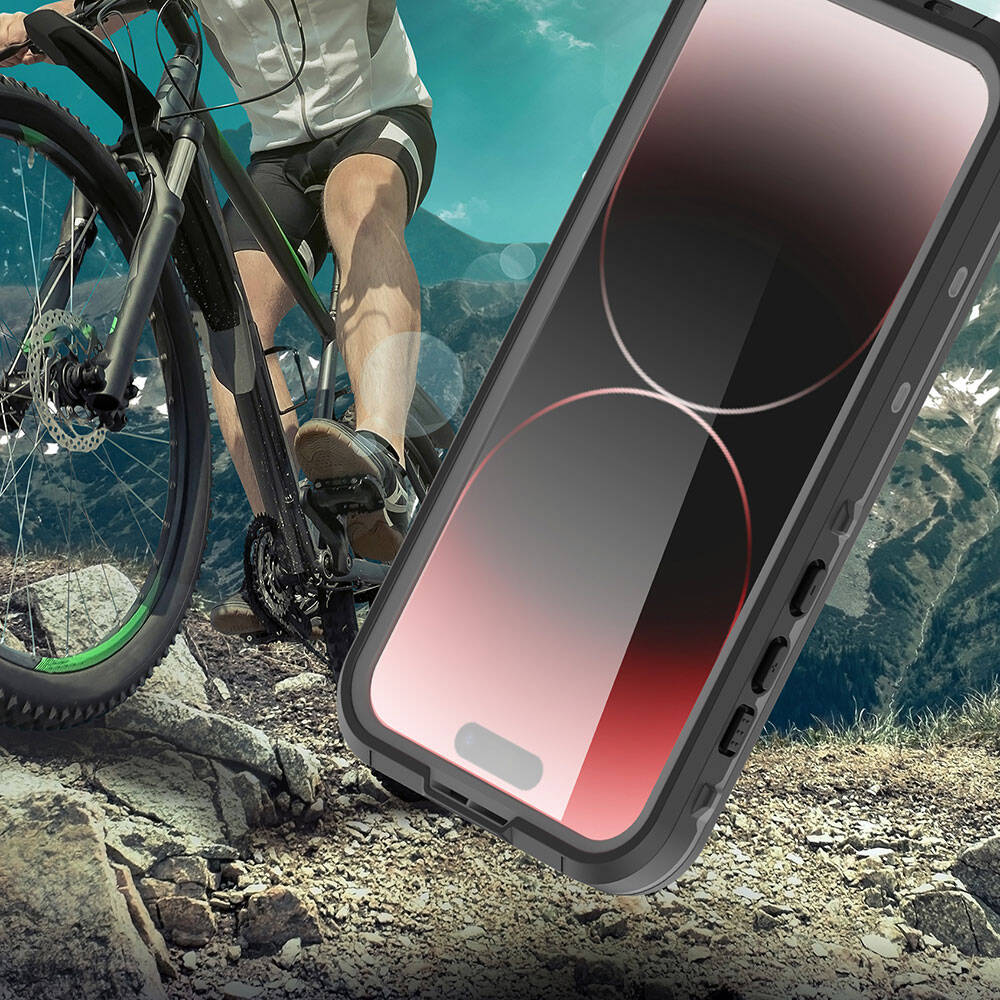 Apple iPhone 15 Pro Max Kılıf 1-1 Su Geçirmez Kılıf Siyah