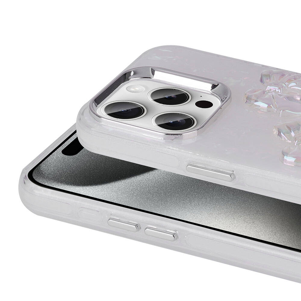 Apple iPhone 15 Pro Max Kılıf Kabartma Figürlü Parlak Zore Eralli Silikon Kapak Kelebek