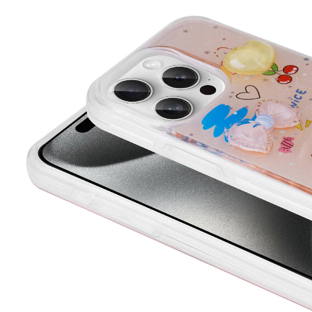 Apple iPhone 15 Pro Max Kılıf Kabartma Figürlü Parlak Zore Minimini Silikon Kapak Mor