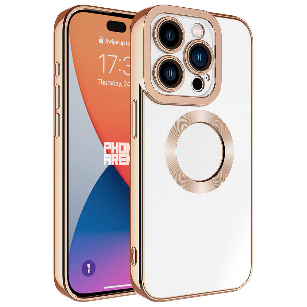 Apple iPhone 15 Pro Max Kılıf Kamera Korumalı Logo Gösteren Zore Omega Kapak Rose Gold