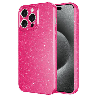 Apple iPhone 15 Pro Max Kılıf Kamera Korumalı Simli Lüks Zore Koton Kapak Pembe Koyu