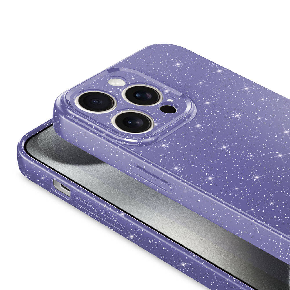 Apple iPhone 15 Pro Max Kılıf Kamera Korumalı Simli Lüks Zore Koton Kapak Siyah
