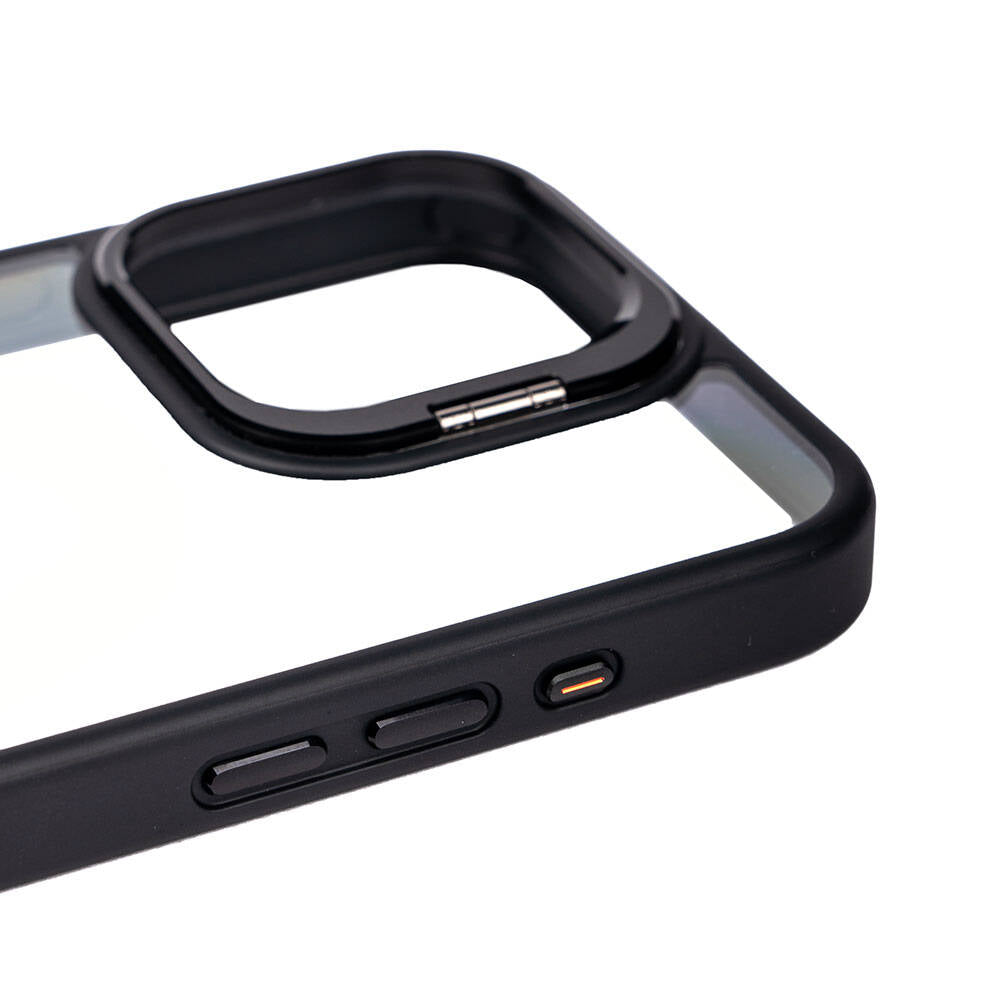 Apple iPhone 15 Pro Max Kılıf Kamera Lens Korumalı Standlı Zore Klon Lensli Kapak Gri