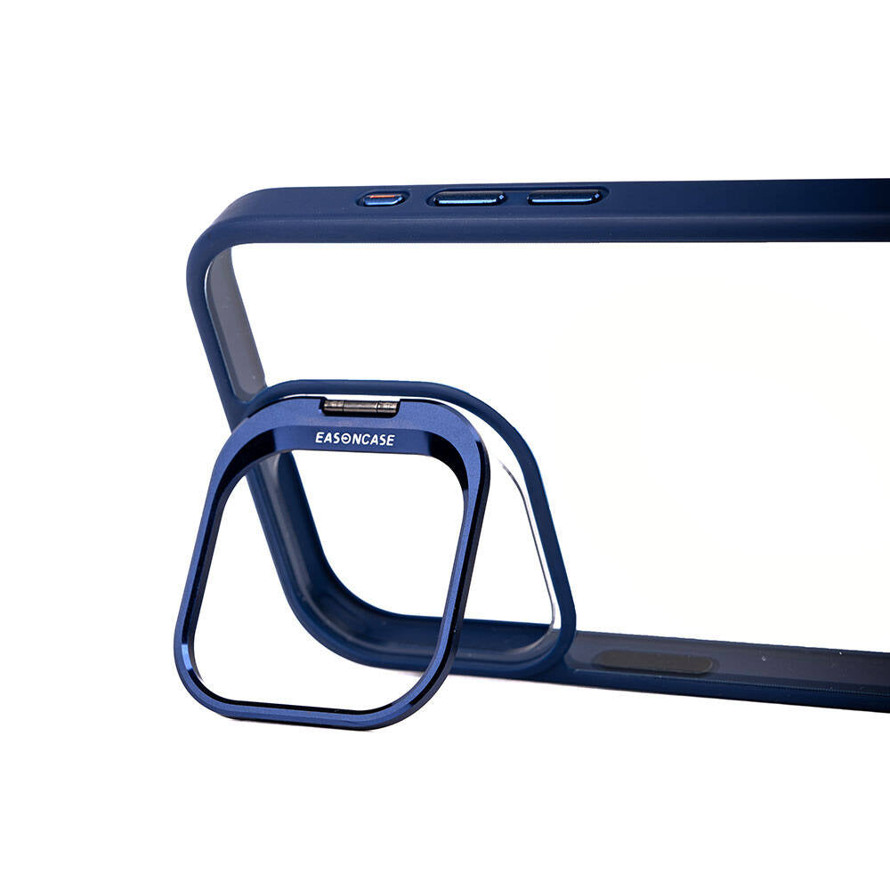 Apple iPhone 15 Pro Max Kılıf Kamera Lens Korumalı Standlı Zore Klon Lensli Kapak Lacivert
